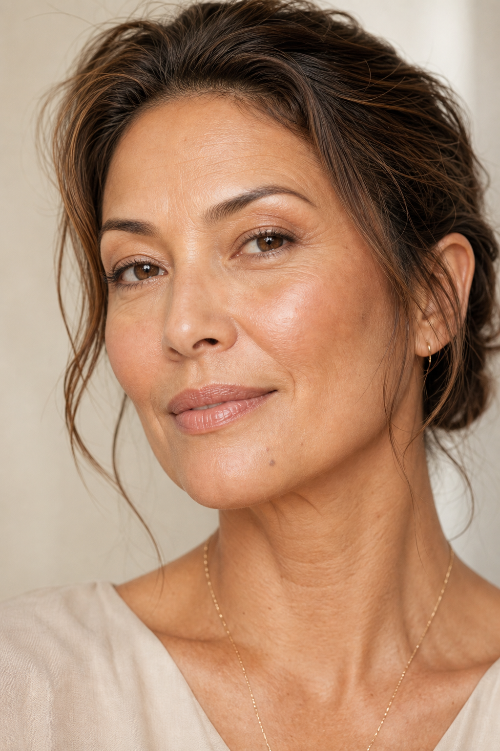 Close-up editorial portrait focused on natural facial balance