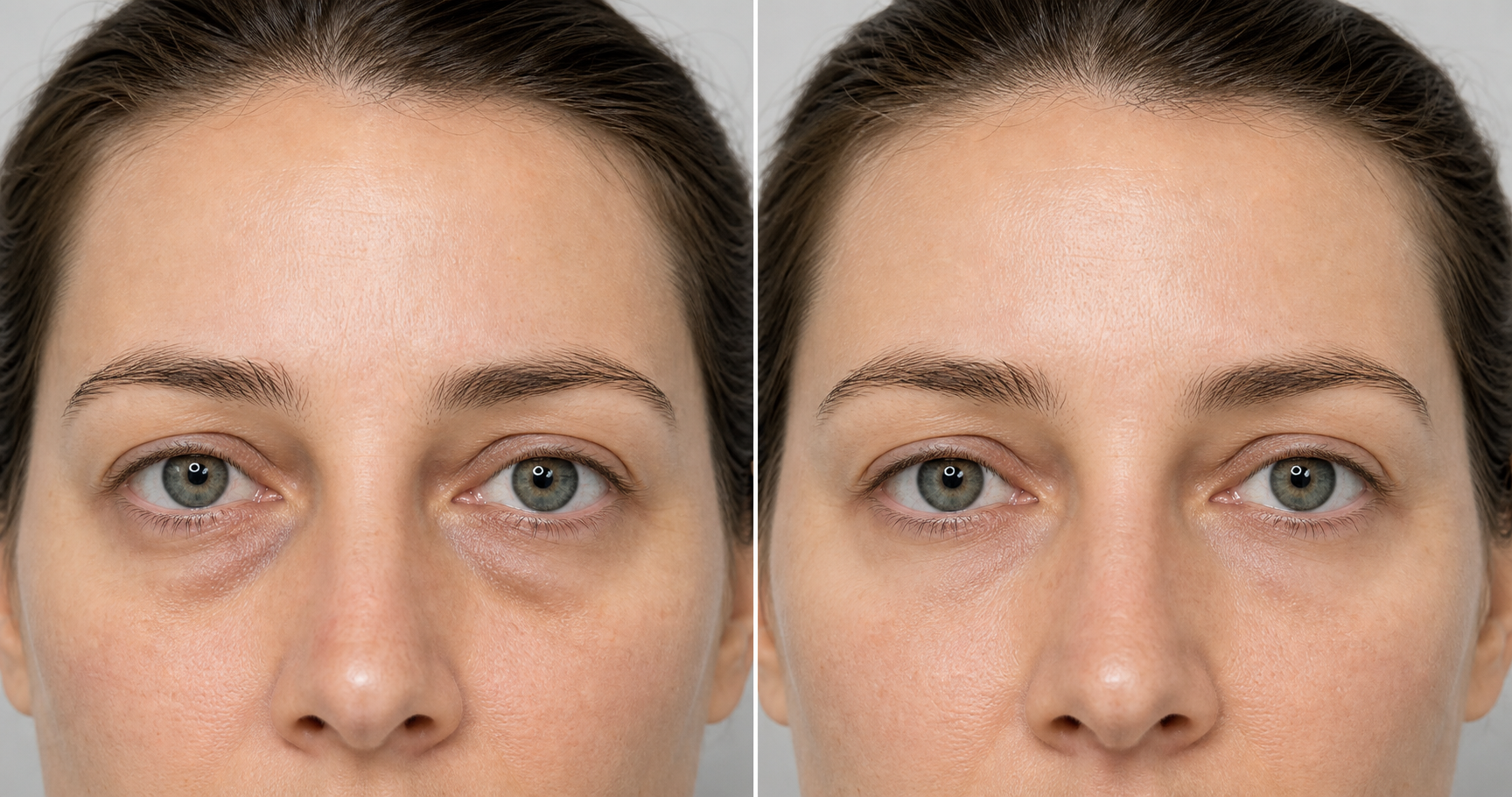Illustrative before and after showing a subtle under-eye refresh